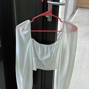 🤍3/$15 SHEIN White Ruched Crop Blouse